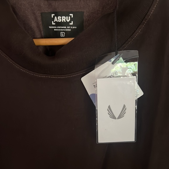 ASRV 0385. CottonPlus™ Oversized Mock Neck Tee - Dark Earth - Picture 3 of 5